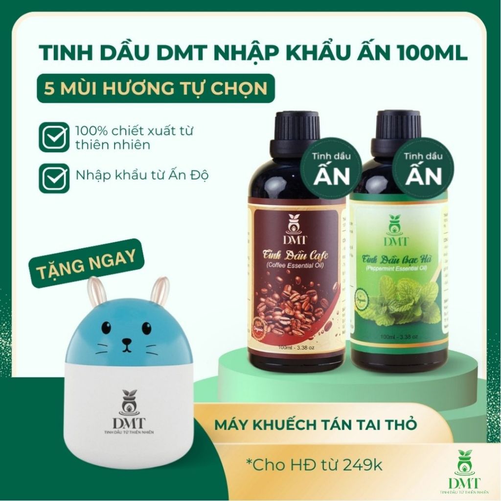 Tinh dầu nhập khẩu Ấn DMT - Tinh dầu thiên nhiên, xông phòng, khử mùi, đuổi muỗi - 100ml