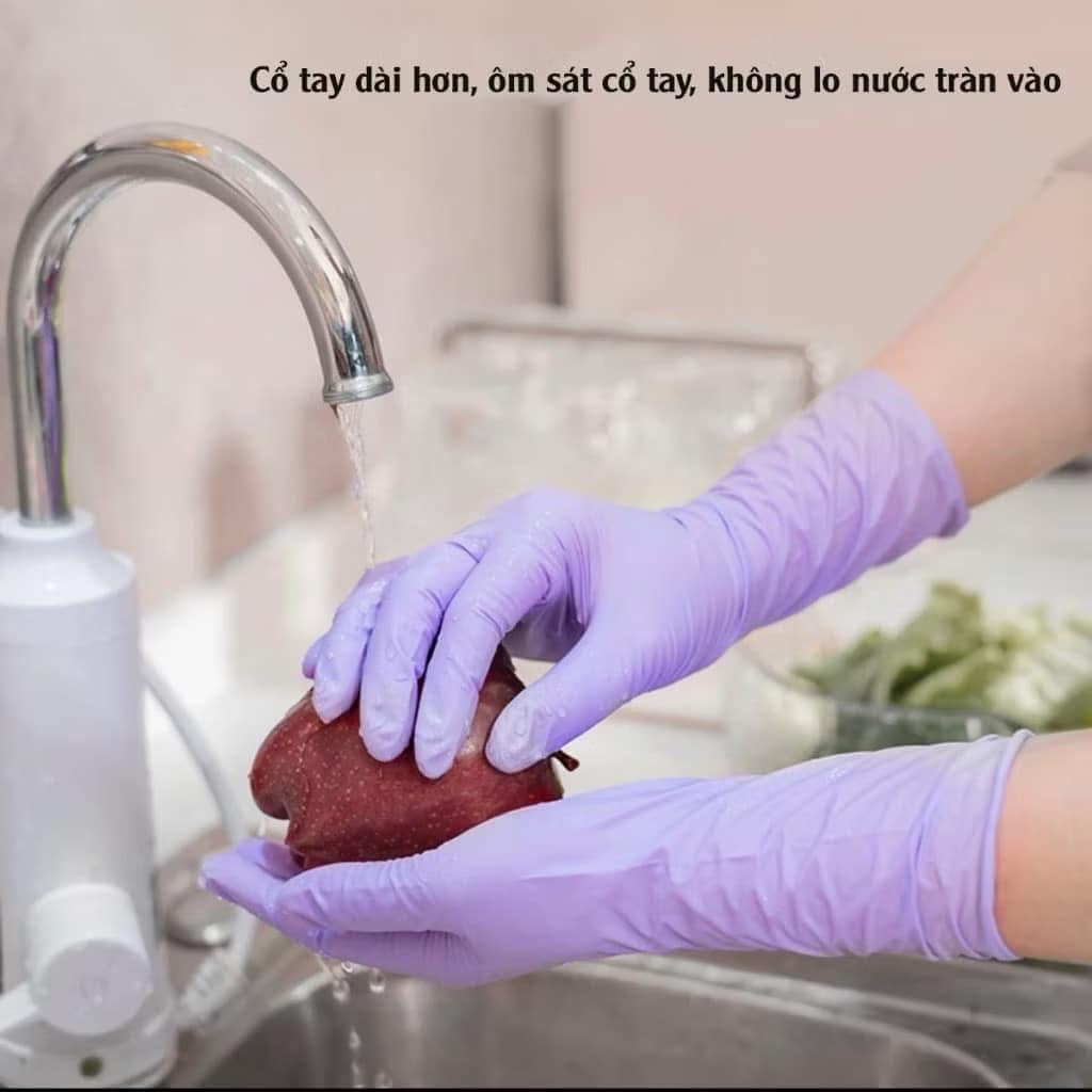 BỊCH 10 ĐÔI GĂNG TAY CAO SU SIÊU DAI BEESURG DÀI 35CM TRÁNH NƯỚC CHẢY VÀO TAY