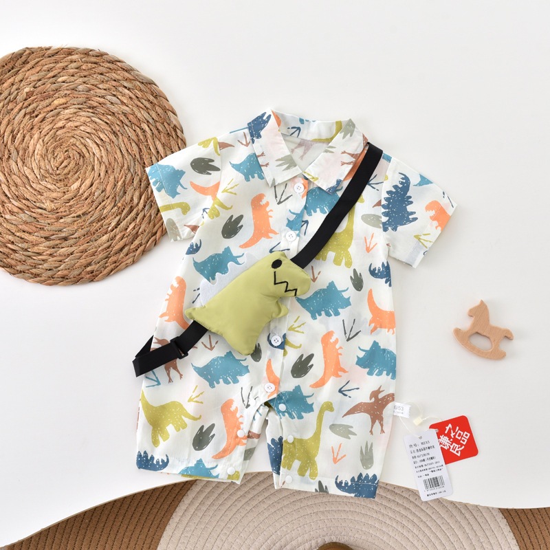 (HÀNG CÓ SẴN) QC - Body liền thân khủng long tặng kèm túi khủng long hàng quảng châu cho bé trai bé gái 5-13kg