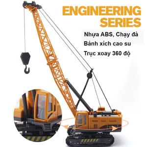 Đồ chơi mô hình xe cần cẩu nâng hàng bằng nhựa ABS, chạy đà quán tính, bánh xích cao su, xoay 360 độ, kích thước lớn