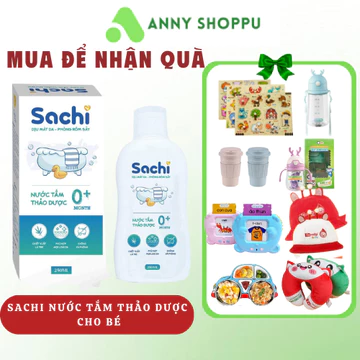 SACHI Nước Tắm Gội Thảo Dược cho Bé, Nước tắm cho bé, Sữa tắm cho bé (Chai 250ml - Chai 500ml)