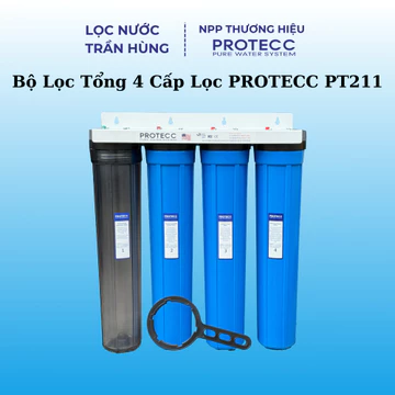 Bộ Lọc Tổng Đầu Nguồn 4 Cấp Lọc 20 Inch PROTECC PT211 - Lọc Tổng, Lọc Nấu Ăn, Nhà Hàng, Cafe,...