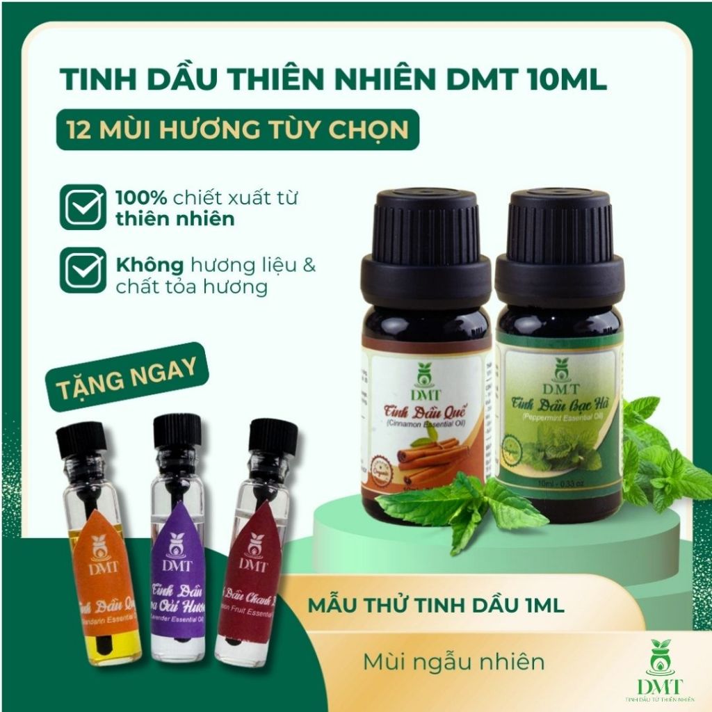 Tinh dầu thiên nhiên 10ml DMT, tinh dầu lavender (oải hương), tinh dầu sả chanh... 12 mùi thư giãn