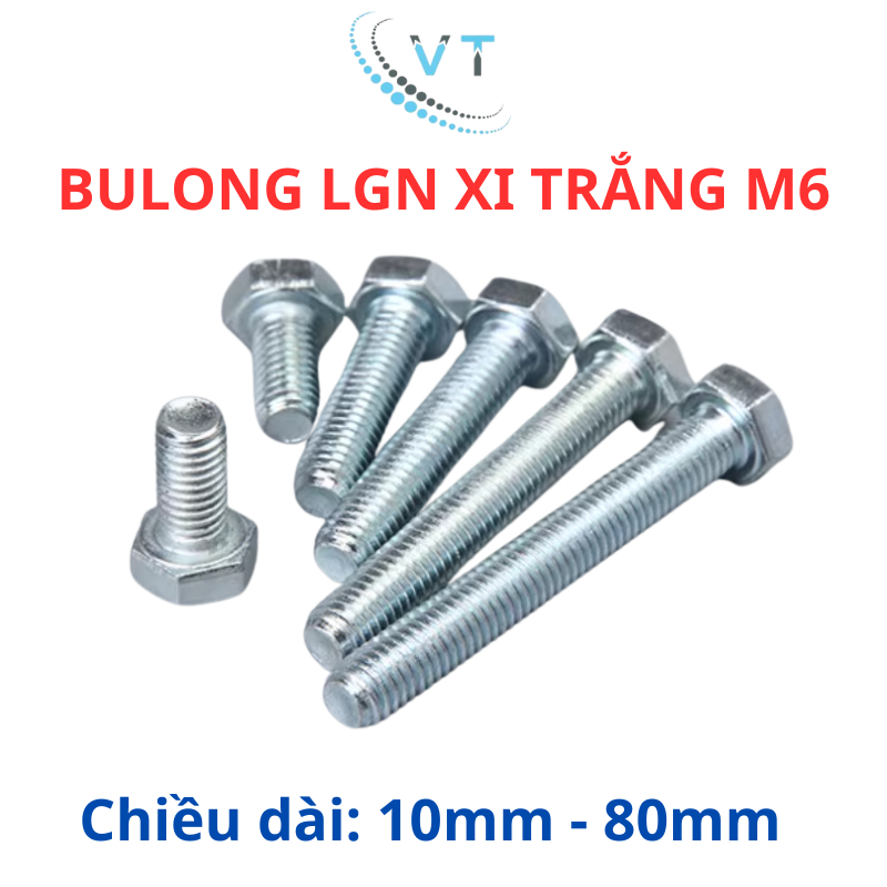 Combo Bulong M6 nhìu size( bịch 50 con + tán) mạ kẽm