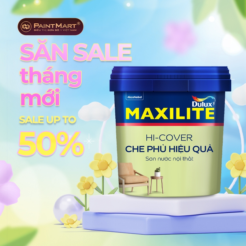 Product image (SẢN PHẨM MỚI-5 lít) Sơn tường trong nhà MAXILITE HI COVER che phủ hiệu quả MK14 thùng 5 lít (Sơn nội thất) 1