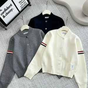 Áo Khoác Cadigan, Áo Len Cardigan nữ Thôm Brao Cổ Tròn Tay Kẻ Dễ Thương Phong Cách Hàn Quốc Nhẹ Nhàng 2025
