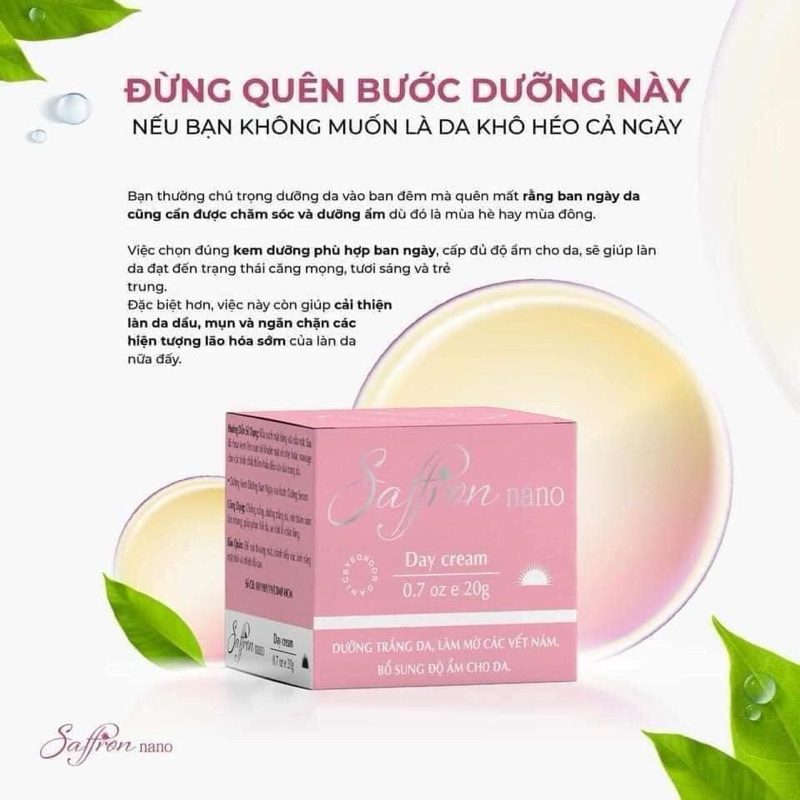 Kem dưỡng ẩm trắng da, chống lão hoá, căng bóng và trẻ hoá Tùy Tâm pharma - ban ngày và ban đêm Saffron nano
