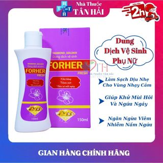 Dung dịch vệ sinh phụ nữ FORHER giúp làm sạch dịu nhẹ cô bé, khử mùi hôi, giảm viêm, ngứa, Chai 150ml