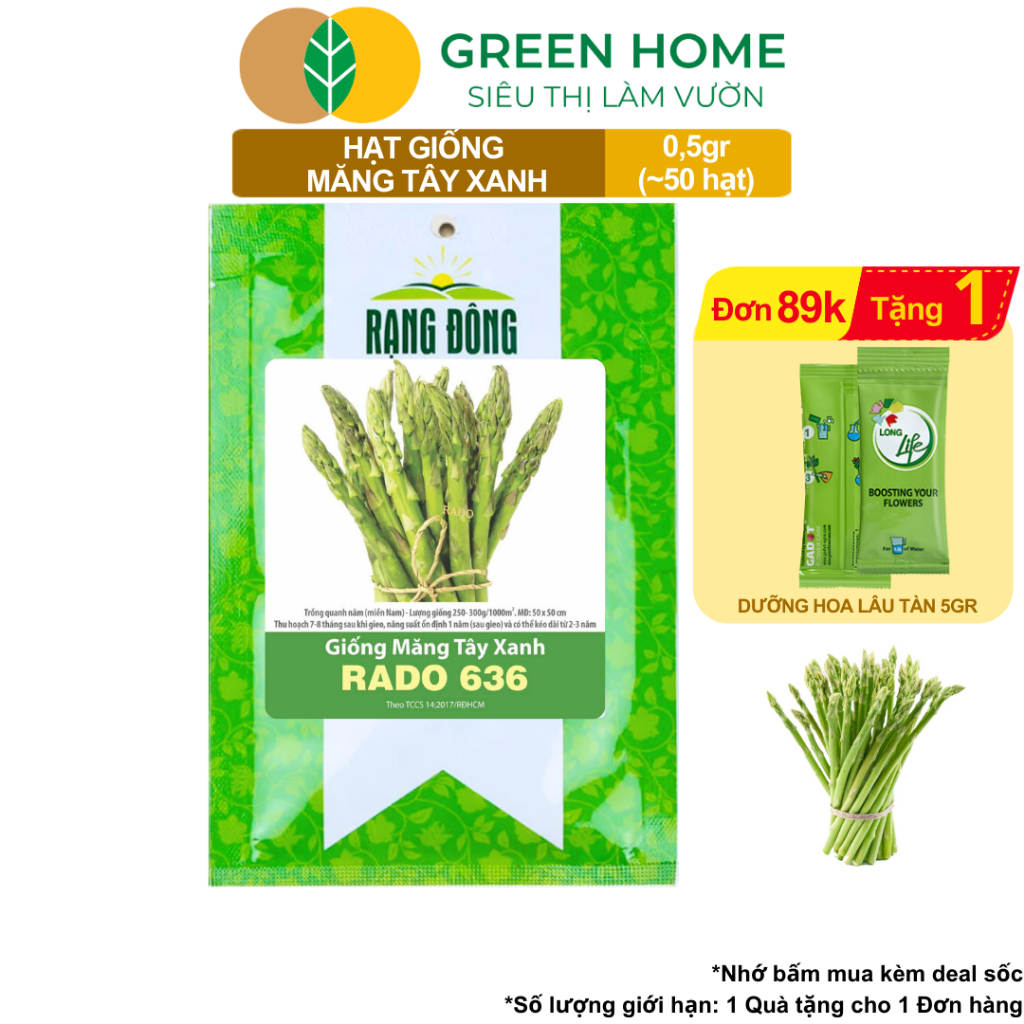 Hạt Giống Măng Tây Xanh Greenhome: Dễ Trồng, Nảy Mầm Cao, Năng Suất Tốt