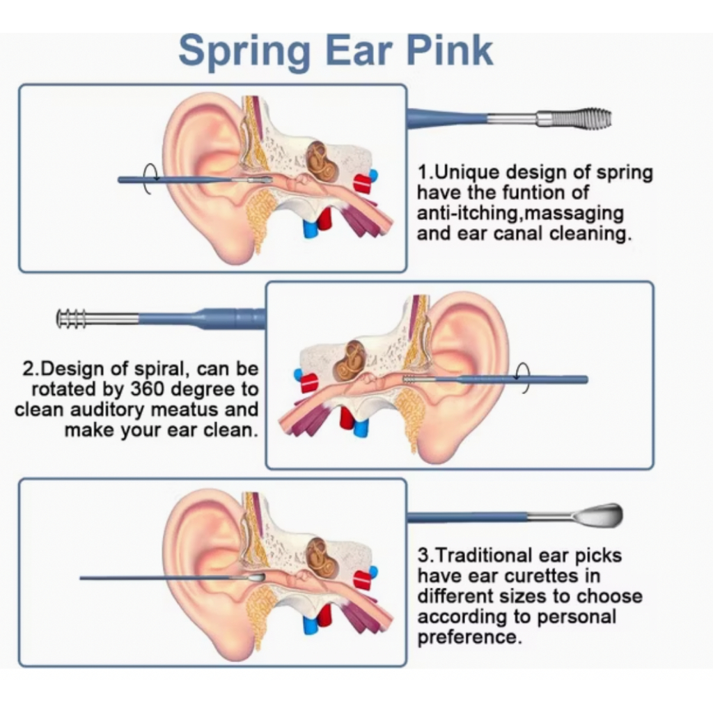 Bộ Dụng Cụ Làm Sạch Tai Di Động Dụng Cụ Loại Bỏ Nến Tai Kèm Túi Da PU Dùng Tại Nhà và Du Lịch