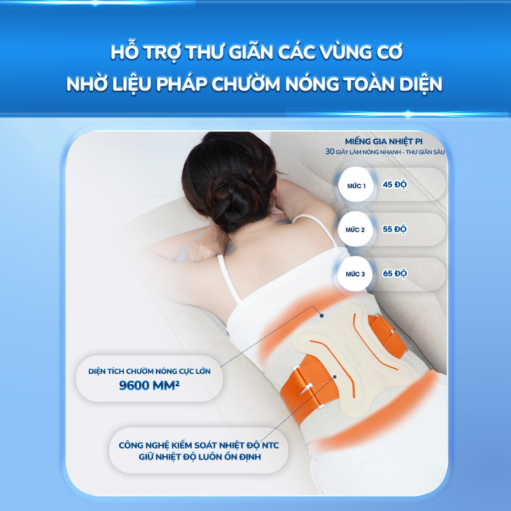 Ảnh Đai Massage Lưng BUMAS M12 - Đai Cố Định Lưng Kết Hợp Massage Và Chườm Ấm Giúp Giảm Nhức Mỏi 3