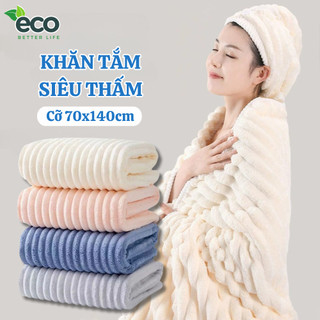 Khăn tắm siêu thấm hút nước ECO, khăn mặt sợi cuộn to chất liệu sợi Microfiber kích thước 70x140cm