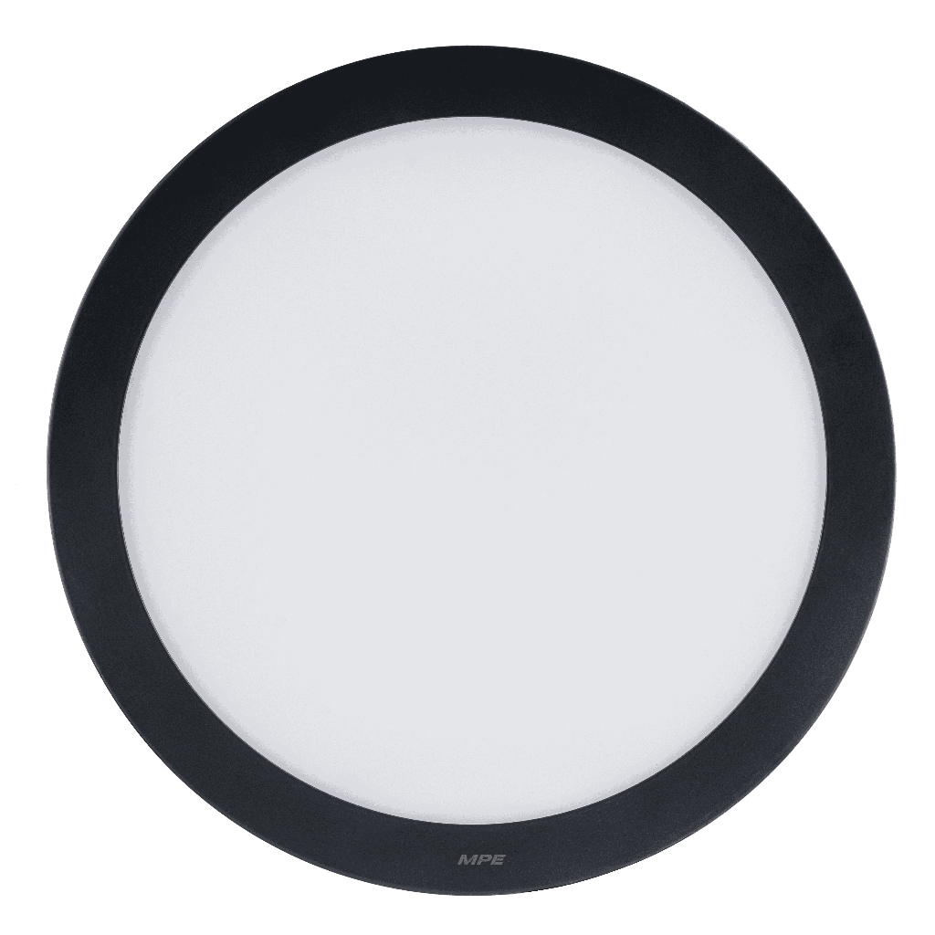 (CHÍNH HÃNG) MPE - Đèn LED panel ốp nổi nhôm thân đen mặt tròn ánh sáng trắng - vàng - 3 màu công suất 12W - 18W - 24W