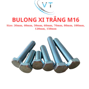 Combo 10 con bulong mạ kẽm 8.8 size M16 (16 li) đầu lục giác ngoài đủ size từ 30mm - 150mm
