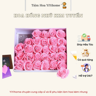 Hoa Hồng Nhũ Kim Tuyến Cánh To Loại Đẹp Decor Phòng Trang Trí Nhà Cửa Diy Handmade YiYihome