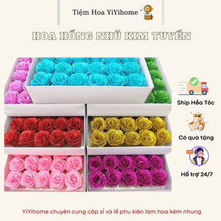 Hoa Hồng Nhũ Kim Tuyến Cánh To Loại Đẹp Decor Phòng Trang Trí Nhà Cửa Diy Handmade YiYihome