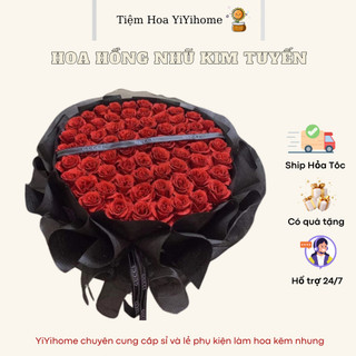 Hoa Hồng Nhũ Kim Tuyến Cánh To Loại Đẹp Decor Phòng Trang Trí Nhà Cửa Diy Handmade YiYihome
