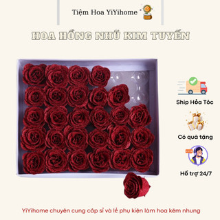 Hoa Hồng Nhũ Kim Tuyến Cánh To Loại Đẹp Decor Phòng Trang Trí Nhà Cửa Diy Handmade YiYihome