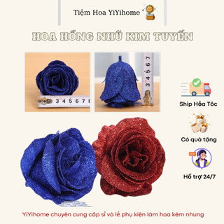 Hoa Hồng Nhũ Kim Tuyến Cánh To Loại Đẹp Decor Phòng Trang Trí Nhà Cửa Diy Handmade YiYihome