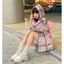 Áo sơ mi Flannel kẻ caro tay dài có mũ form rộng unisex nam nữ