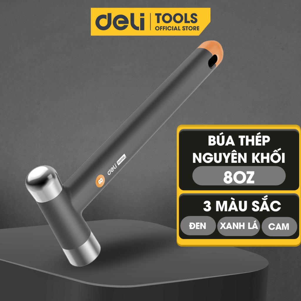 Búa Thép Nguyên Khối Nhỏ Gọn Cán Dài Chính Hãng DELI - Thiết Kế Tinh Tế Chất Liệu Cao Cấp Bền Bỉ