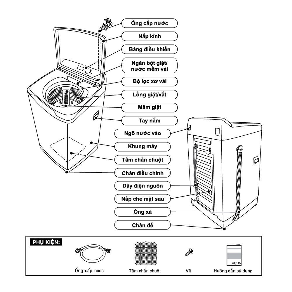 Máy giặt cửa trên Aqua 12KG AQW-FR120HT.BK - Bảo hành 2 năm - Freeship toàn quốc - Hỗ trợ đồng kiểm
