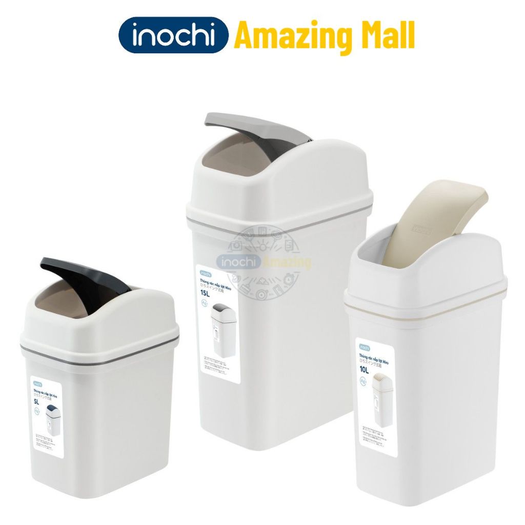 Thùng rác nắp lật Inochi Hiro 6L/10L/15L kèm ruột nhựa nguyên sinh bền ...