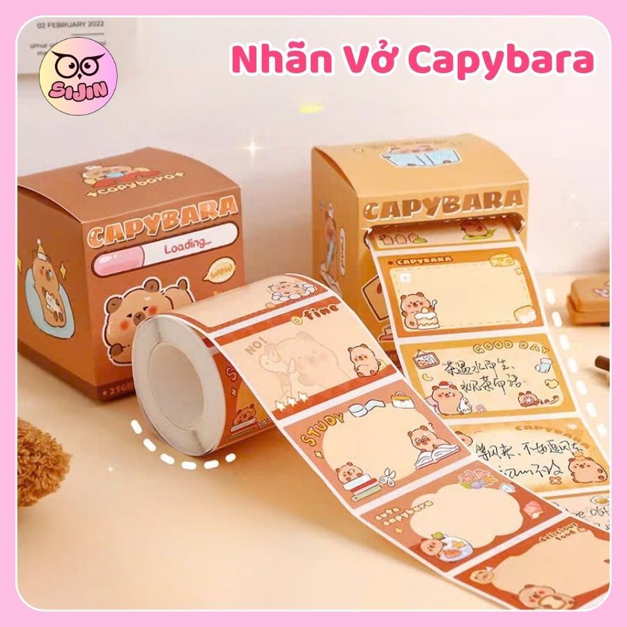 Hộp 256 Nhãn Dán Capybara, Giấy Ghi Chú, Nhãn Vở Dễ Thương Cho Bé, Nhãn ...