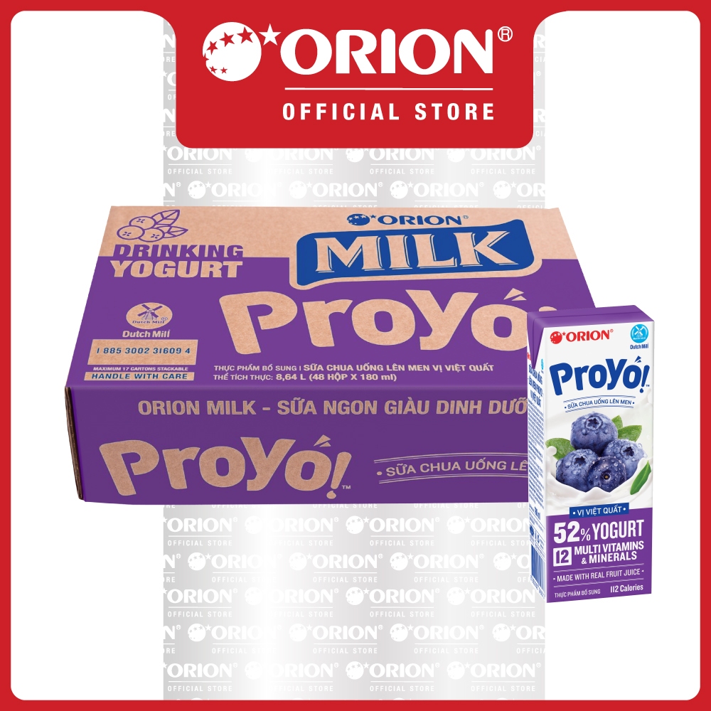 Thùng 48 hộp Sữa Chua Uống ORION ProYo vị Việt Quất 180ML | Shopee Việt Nam