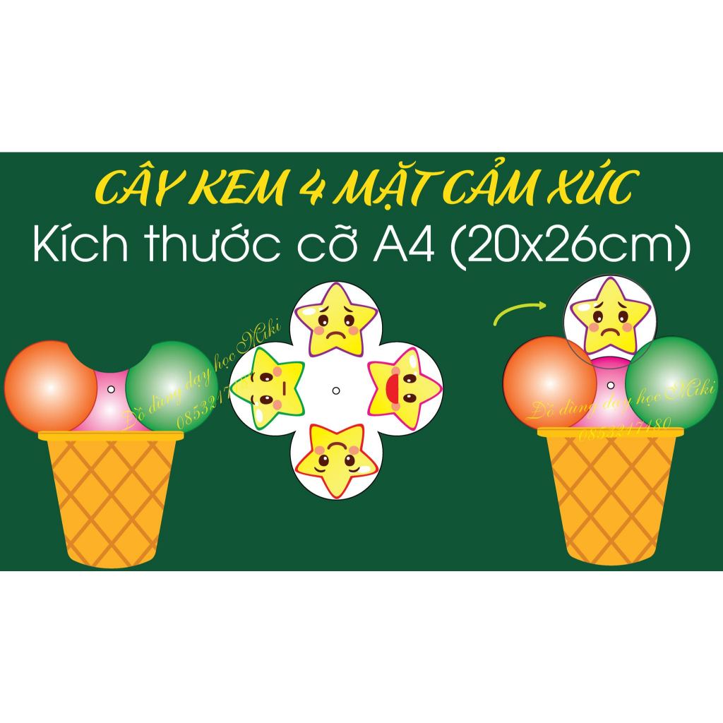 CÂY KEM 4 MẶT CẢM XÚC (Đồ dùng dạy học Miki)