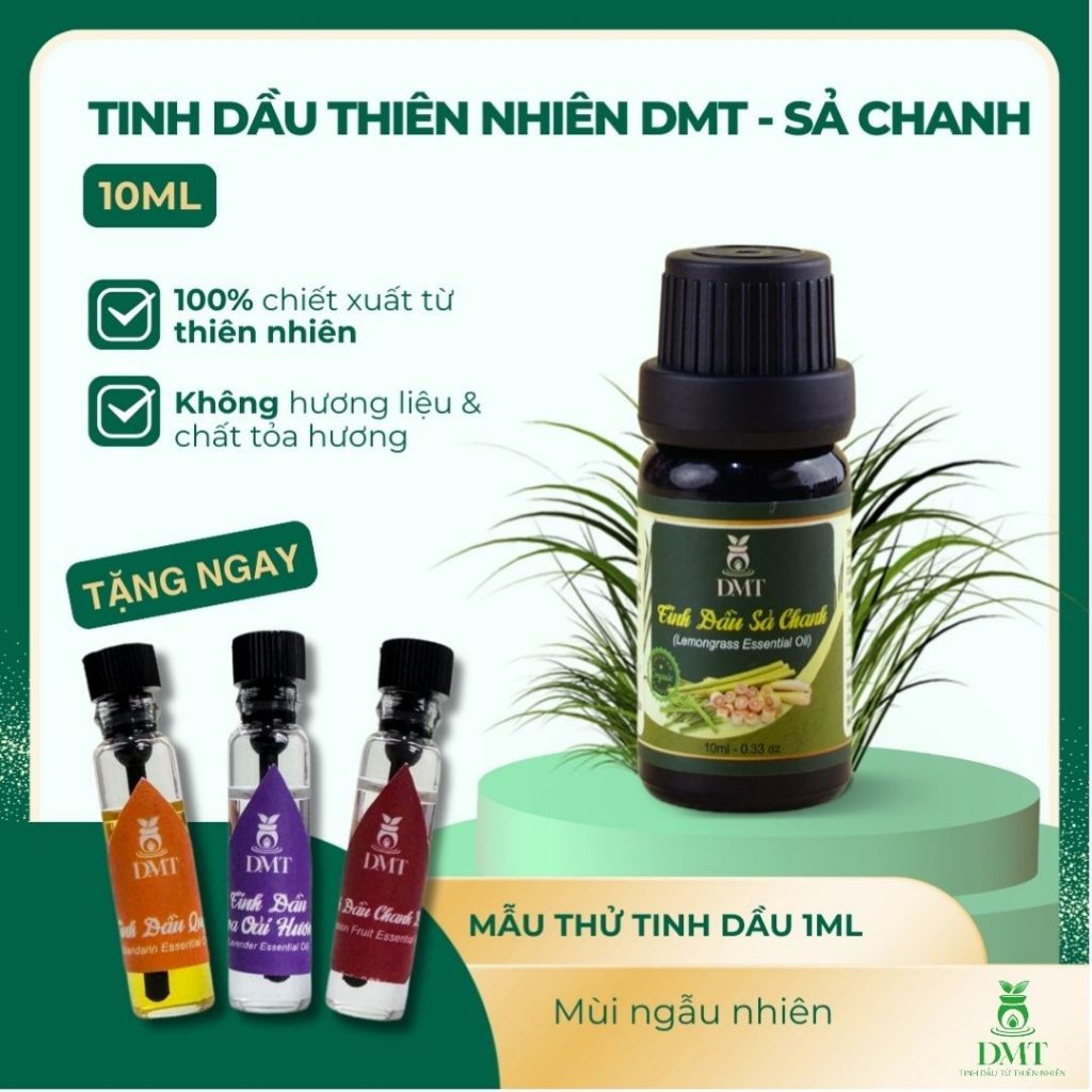 Tinh dầu sả chanh nguyên chất DMT khử mùi, thơm phòng - tinh dầu chanh sả thiên nhiên DMT 5m/10ml
