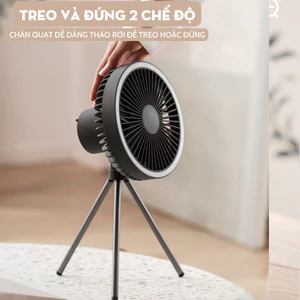 Quạt tích điện Mi Cyke, pin trâu 4000mah, 10000mah, quạt để bàn, treo tường tích hợp đèn LE,giá đỡ tripod 3 chân du lịch