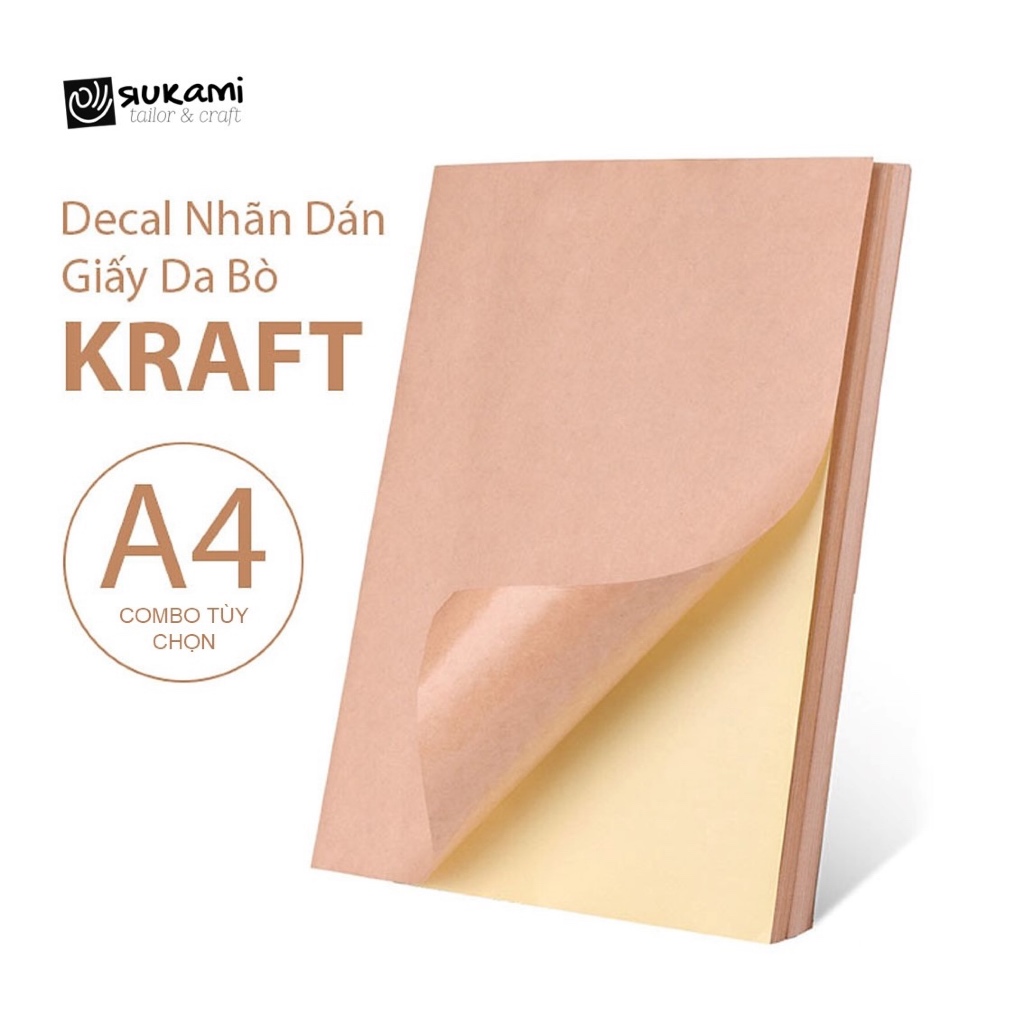 Giấy Kraft Decal, Giấy Xi Măng Da Bò Có Keo Dán Khổ A4, In Tem Nhãn ...