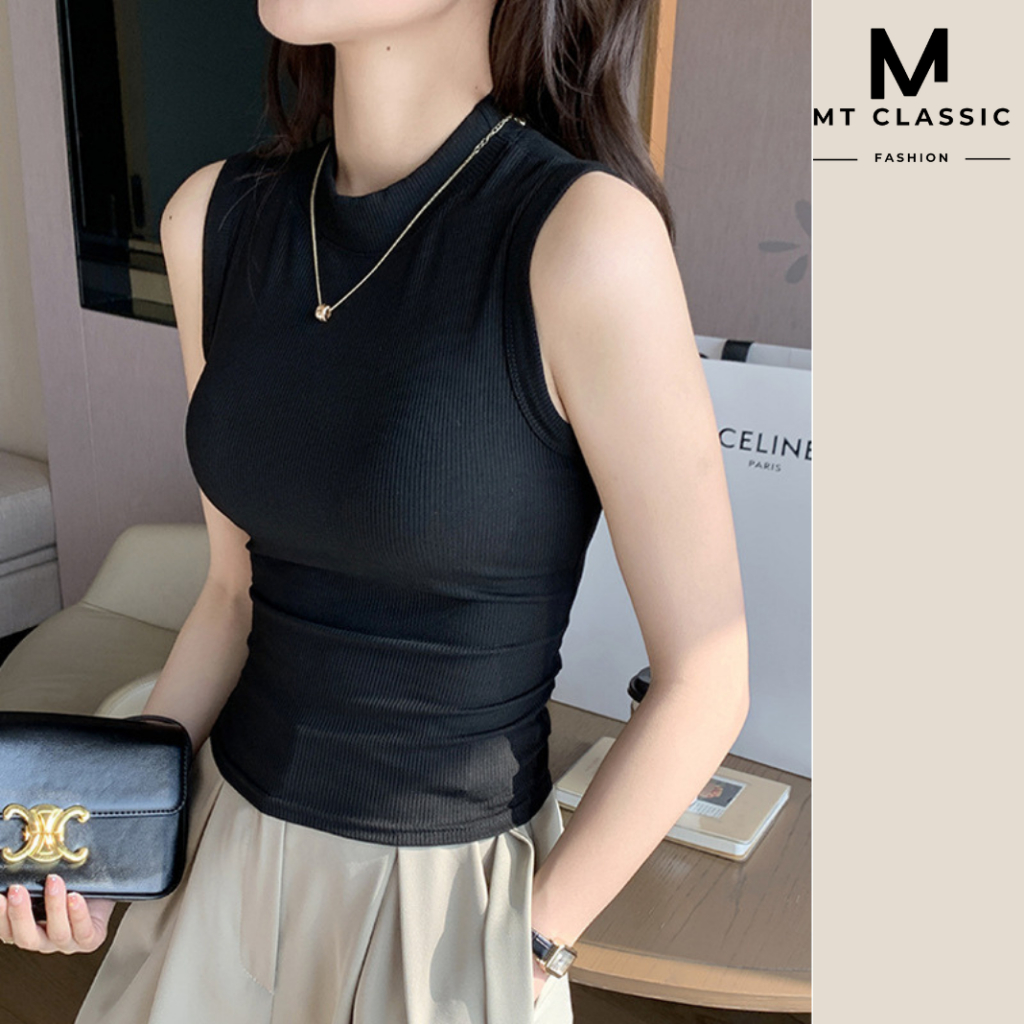 Áo thun sát nách trơn, áo cổ cao ba lỗ ôm body mặc hè, phong cách cá tính trẻ trung - MT CLASSIC