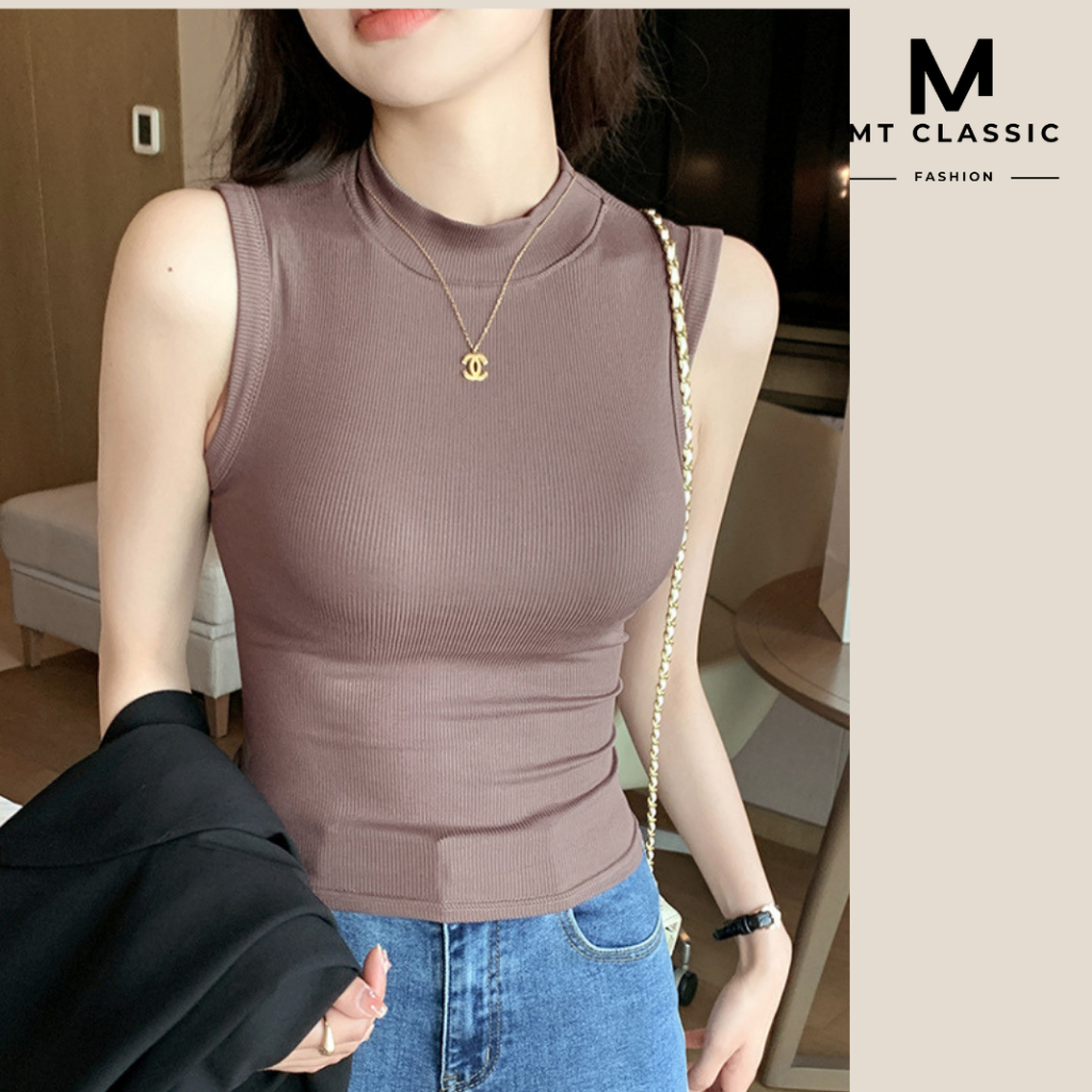 Áo thun sát nách trơn, áo cổ cao ba lỗ ôm body mặc hè, phong cách cá tính trẻ trung - MT CLASSIC
