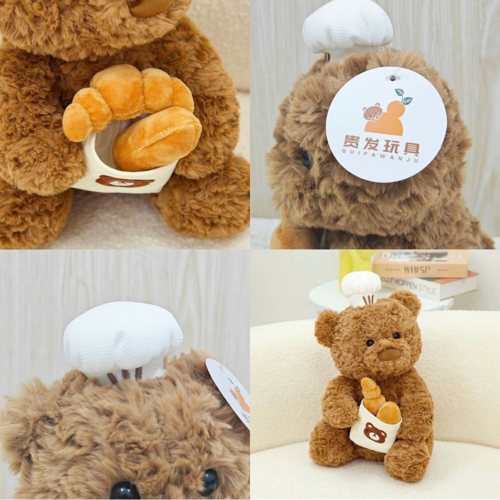 Gấu bông teddy đội mũ lông xùh dễ thương chất liệu lông cừu cao cấp