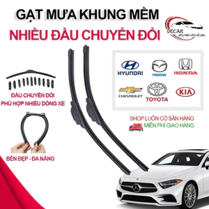 Gạt mưa ô tô khung mềm lưỡi silicon cao cấp thanh chổi cần gạt kính nước mưa xe hơi, ô tô