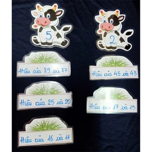 2 Bò Con & 6 Bó Cỏ (Đồ Dùng Dạy Học MIKI)