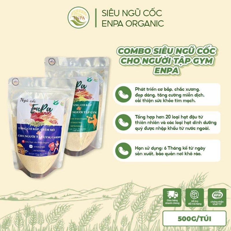 Combo 2 gói Siêu Ngũ cốc Tăng cân, Tăng cơ & Giảm mỡ EnPa ( Cải thiện vóc dáng cho người tập Gym & Cardio )
