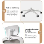 Ghế công thái học giá rẻ đệm cao su cao cấp có nâng hạ, Ghế xoay văn phòng tựa đầu 3D êm ái bảo vệ đốt cột sống lưng — ảnh 5