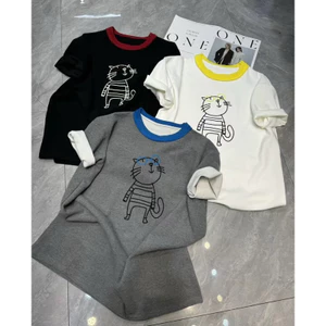M.H STYLE ORDER Áo phông phong cách lười biếng tay ngắn hàng châu Âu mùa xuân áo thun