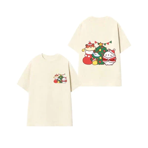 Áo Thun In Hình 2 Mặt, Hình Động Vật Đón Giáng Sinh và Cây Thông Noel, Chất Vải Thun Cotton (M 43)