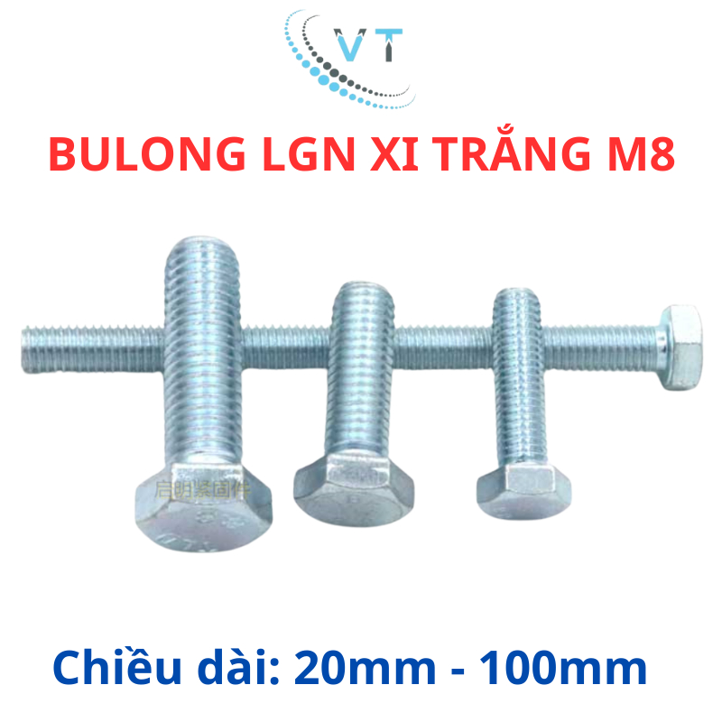 Combo 10 bộ bulong lục giác 8ly (M8) nhiều size (túi 10 con)