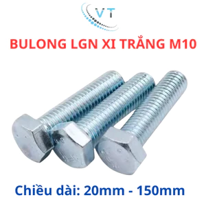 Bu lông sắt, bu long lục giác, bulong mạ kẽm, bulong con tán M10 nhiều kích cỡ (giá/ 10 bộ)