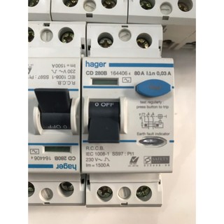 CD280B-Cầu dao chống dòng rò, chống giật Hager (RCCB) 2 cực 80A- 30mA