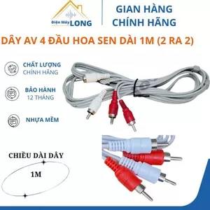 dây cáp audio 4 đầu av hoa sen, dây loa av kết nối âm thanh 2 ra 2 dài 1m 1.5m màu ghi dây mềm giá rẻ