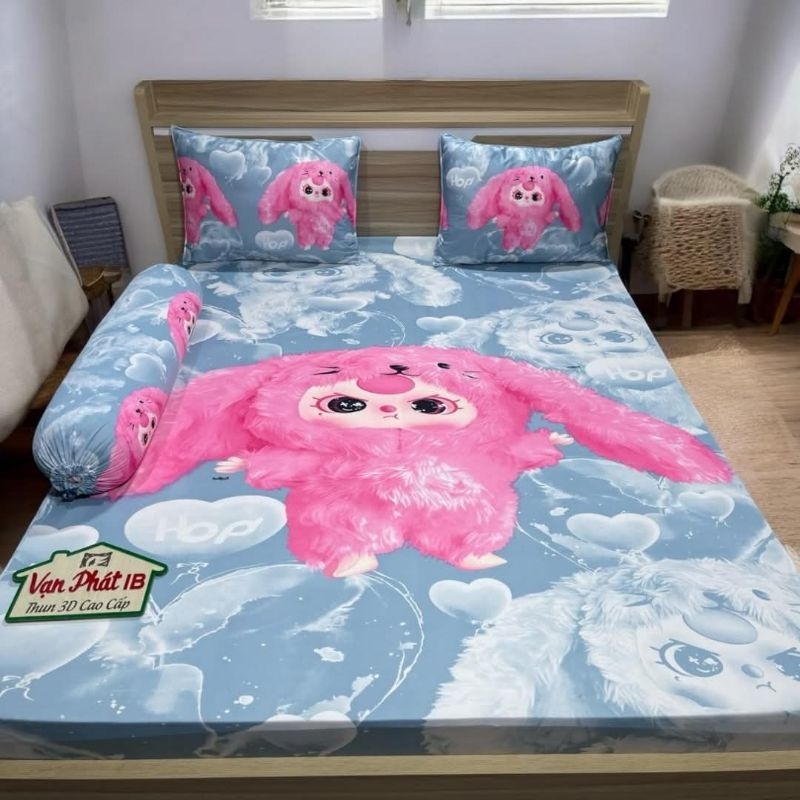 (ôm cột dây )Bộ ga thun hàn quốc 4 MÓN  NHIỀU MẪU rẻ đẹp, bền, không xù lông (Hoàng Hà bedding)