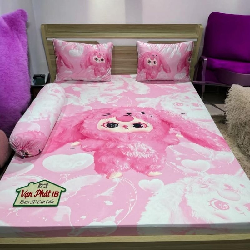 (ôm cột dây )Bộ ga thun hàn quốc 4 MÓN  NHIỀU MẪU rẻ đẹp, bền, không xù lông (Hoàng Hà bedding)
