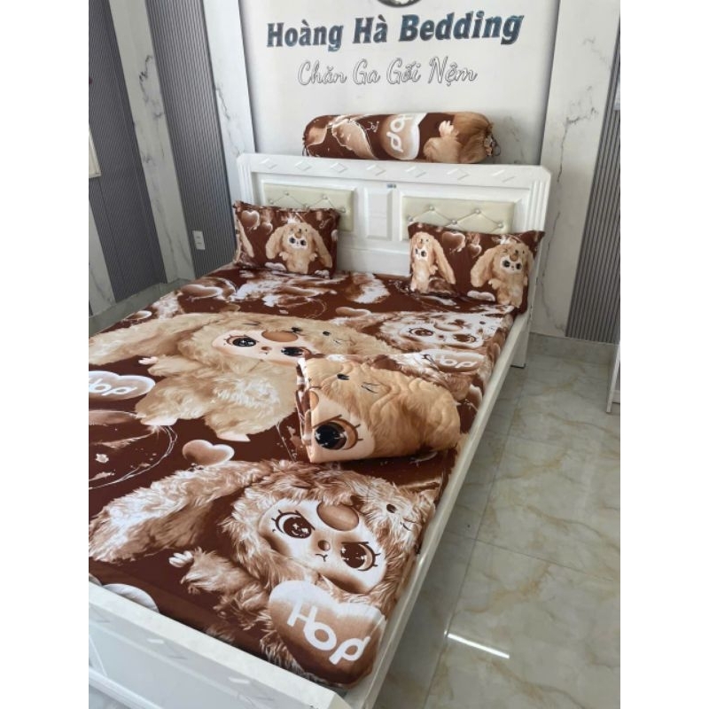 (HOẢ TỐC) TRỌN BỘ CHĂN GA THUN 5 MÓN, mẫu babythree siêu hót