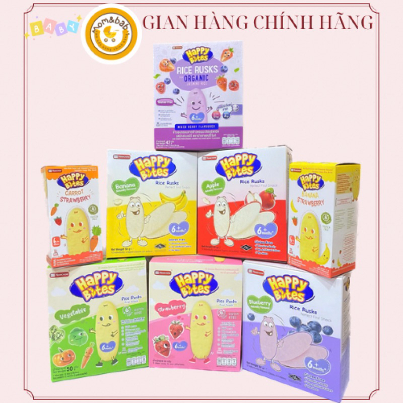 Bánh gạo ăn dặm Happy Bites cho bé 6+ hộp 50g | Shopee Việt Nam